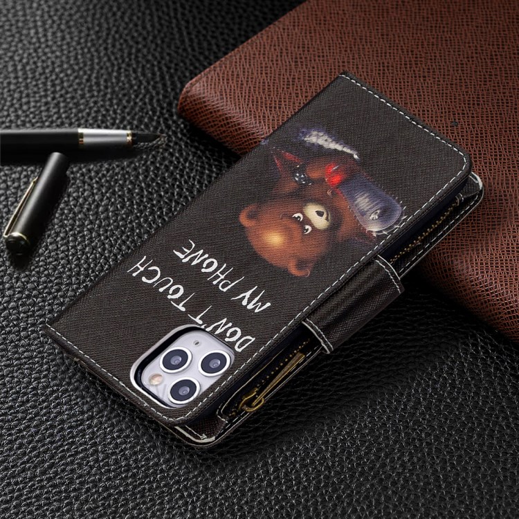 BF03 Pattern Printing Zipper Wallet Leather Phone Case for iPhone 11 Pro Max 6.5 inch - Fierce Bear-3