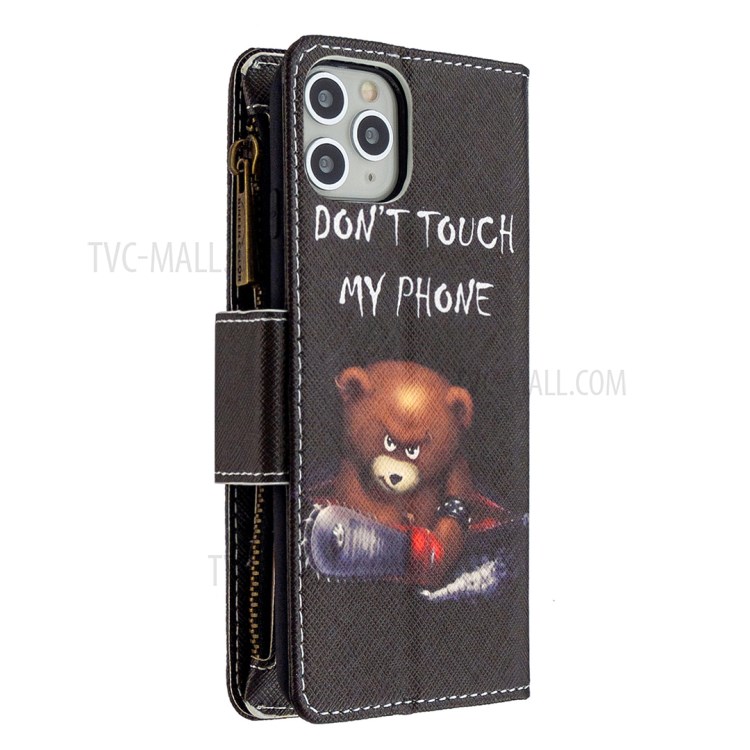 BF03 Pattern Printing Zipper Wallet Leather Phone Case for iPhone 11 Pro Max 6.5 inch - Fierce Bear-5