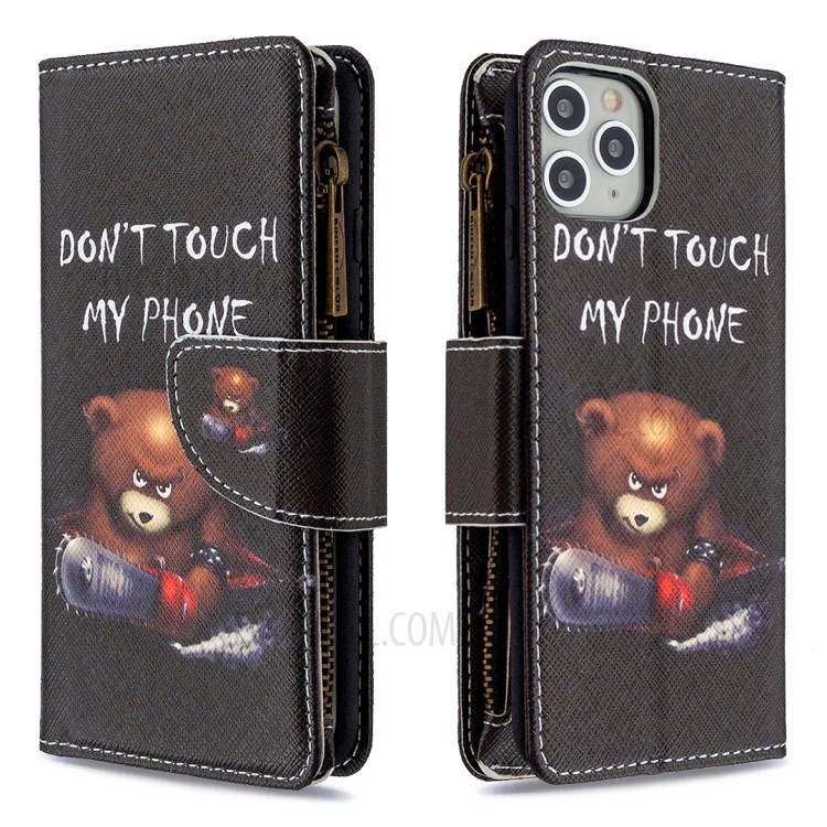 BF03 Pattern Printing Zipper Wallet Leather Phone Case for iPhone 11 Pro Max 6.5 inch - Fierce Bear-6