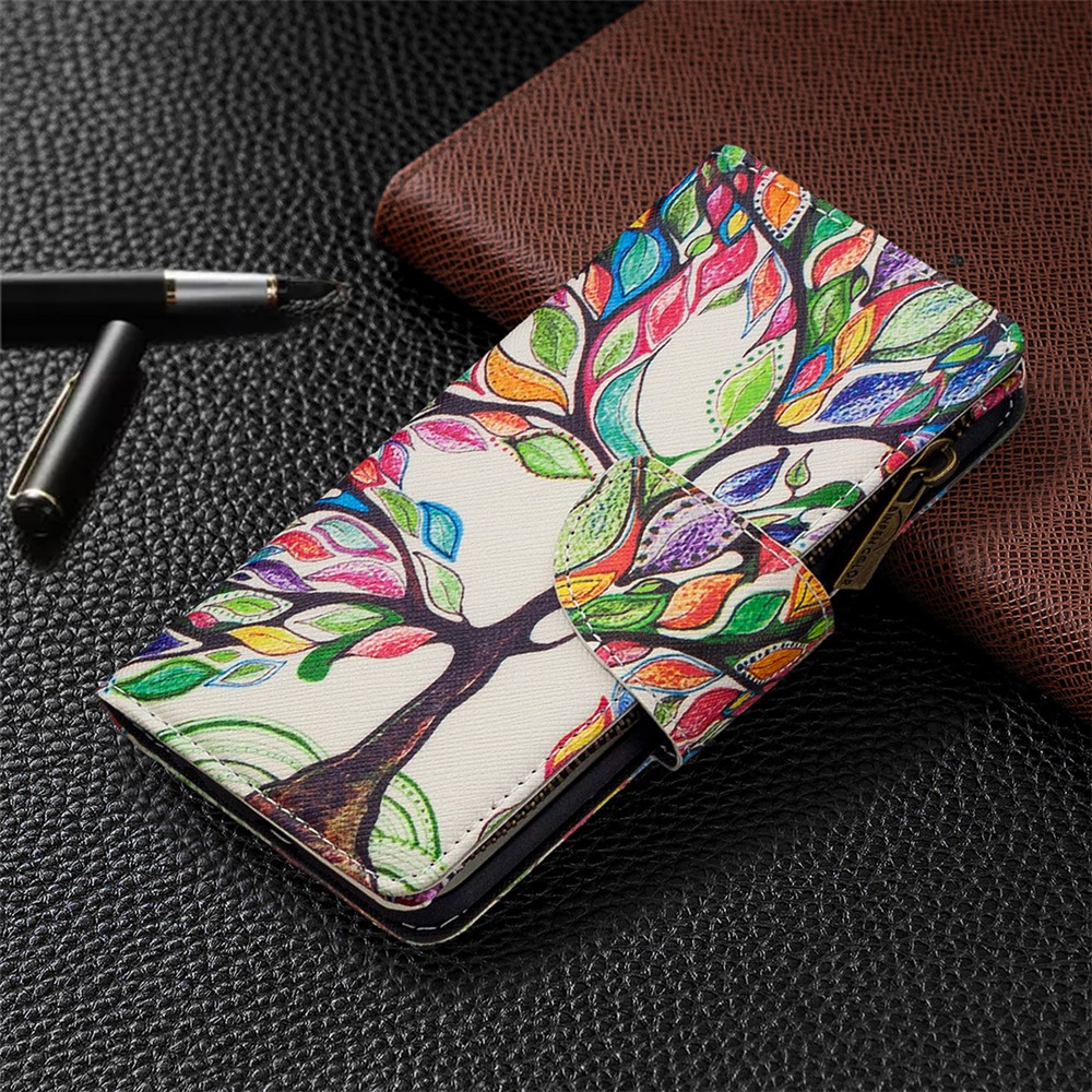 Funda Telefónica De Cuero Con Cremallera De Impresión De Patrón BF03 Para IPhone 11 Pro Max 6,5 Pulgadas - Arbol De La Vida