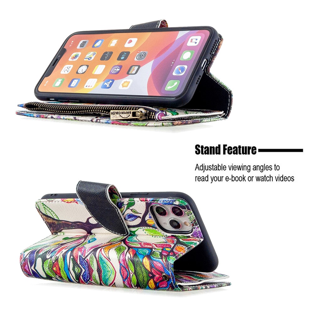 BF03 Pattern Printing Zipper Wallet Leather Phone Case for iPhone 11 Pro Max 6.5 inch - Life Tree-7