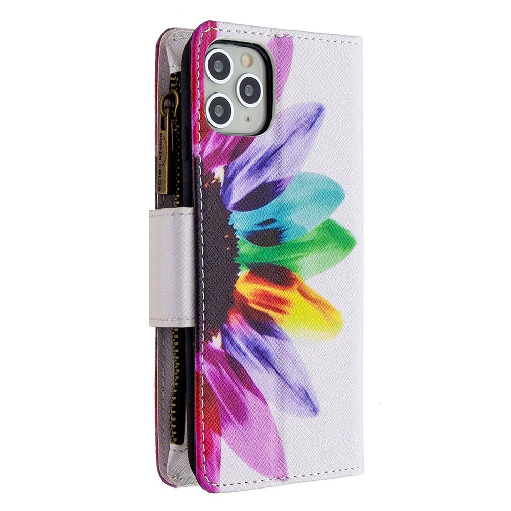 BF03 Pattern Printing Zipper Wallet Leather Phone Case for iPhone 11 Pro Max 6.5 inch - Colorful Petals-5