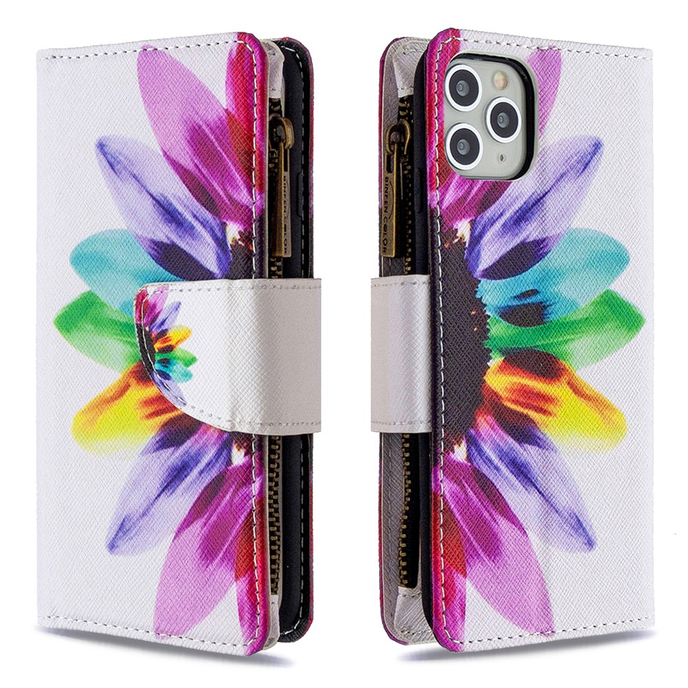 BF03 Pattern Printing Zipper Wallet Leather Phone Case for iPhone 11 Pro Max 6.5 inch - Colorful Petals-6