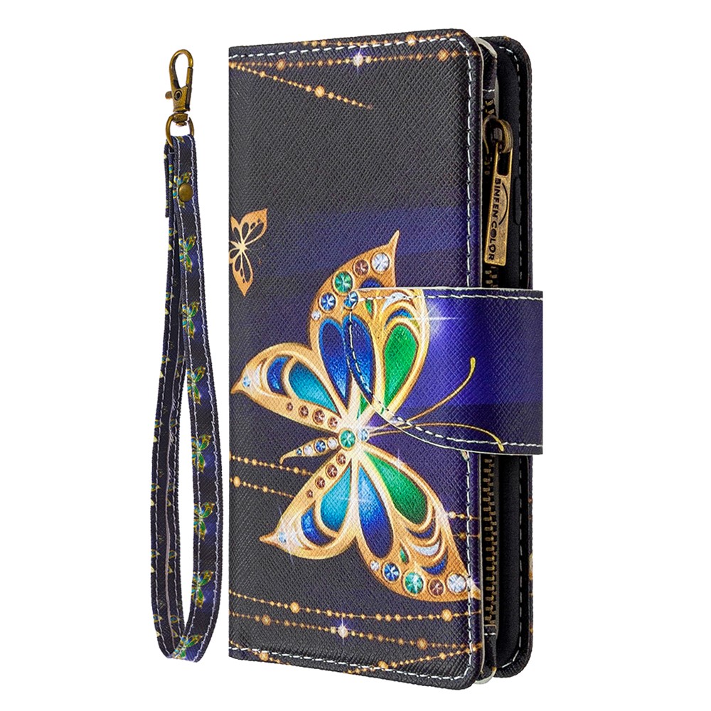 BF03 Pattern Printing Zipper Wallet Leather Phone Shell for iPhone SE (2nd Generation)/8/7 - Crystal Butterfly-4