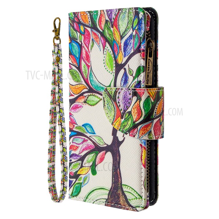 BF03 Pattern Printing Zipper Wallet Leather Phone Shell for iPhone SE (2020)/SE (2022)/8/7 - Life Tree-4