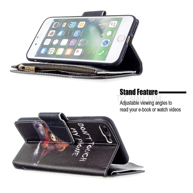 BF03 Pattern Printing Zipper Wallet Leather Phone Casing for iPhone 8 Plus/7 Plus 5.5 inch - Fierce Bear-5
