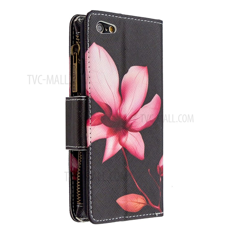 BF03 Pattern Printing Zipper Wallet Leather Protective Shell for iPhone 6 Plus/6S Plus 5.5 inch - Flower-3