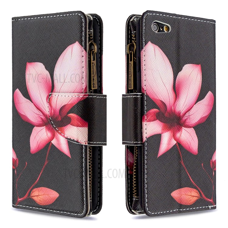 BF03 Pattern Printing Zipper Wallet Leather Protective Shell for iPhone 6 Plus/6S Plus 5.5 inch - Flower-4