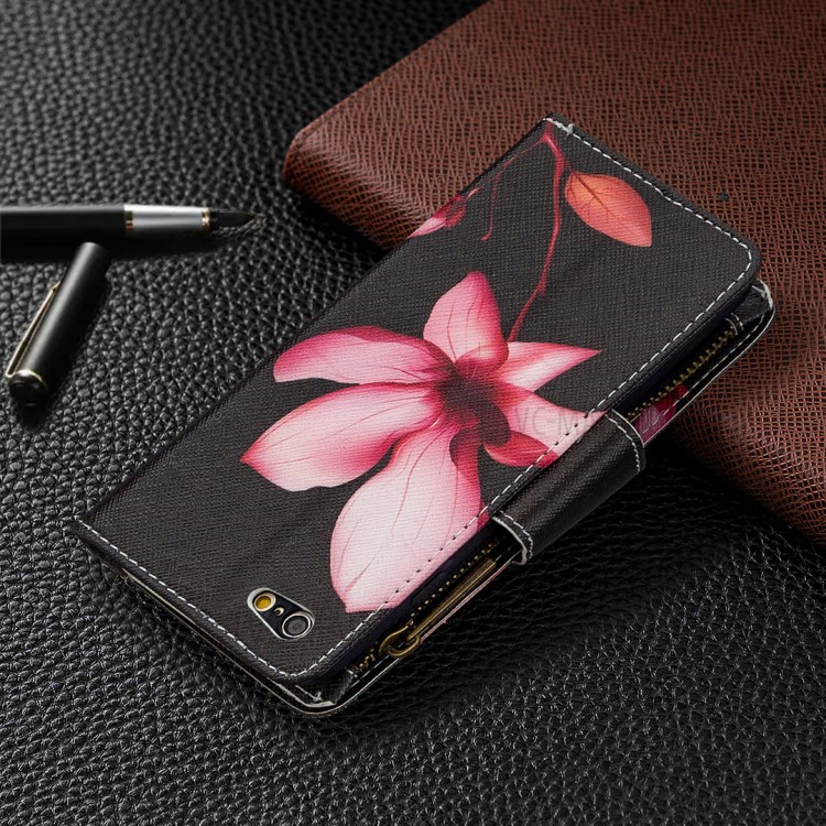 BF03 Pattern Printing Zipper Wallet Leather Protective Shell for iPhone 6 Plus/6S Plus 5.5 inch - Flower-8