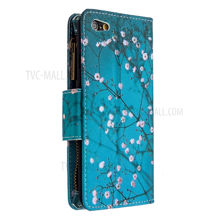 BF03 Pattern Printing Zipper Wallet Leather Protective Shell for iPhone 6 Plus/6S Plus 5.5 inch - Plum Blossom-3