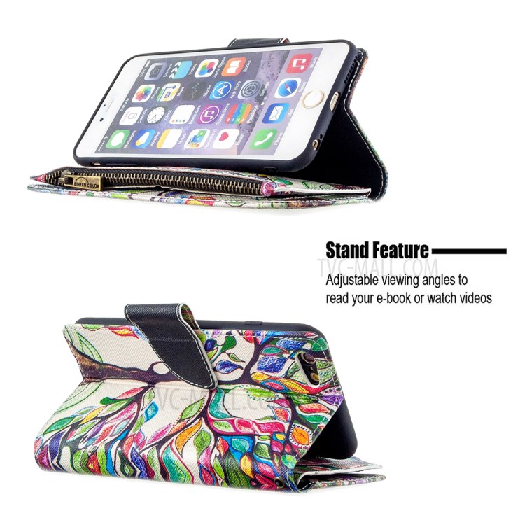 BF03 Pattern Printing Zipper Wallet Leather Protective Shell for iPhone 6 Plus/6S Plus 5.5 inch - Life Tree-5
