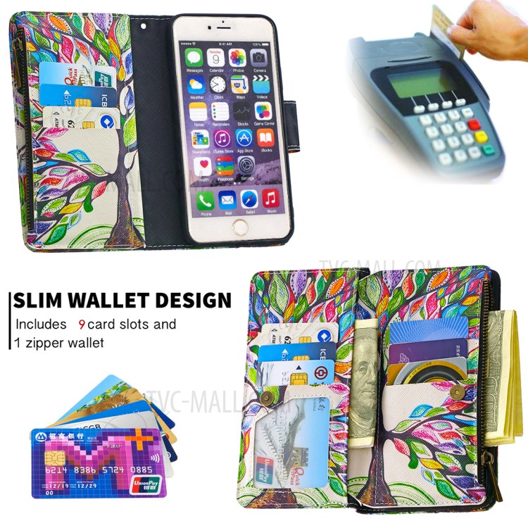 BF03 Pattern Printing Zipper Wallet Leather Protective Shell for iPhone 6 Plus/6S Plus 5.5 inch - Life Tree-6