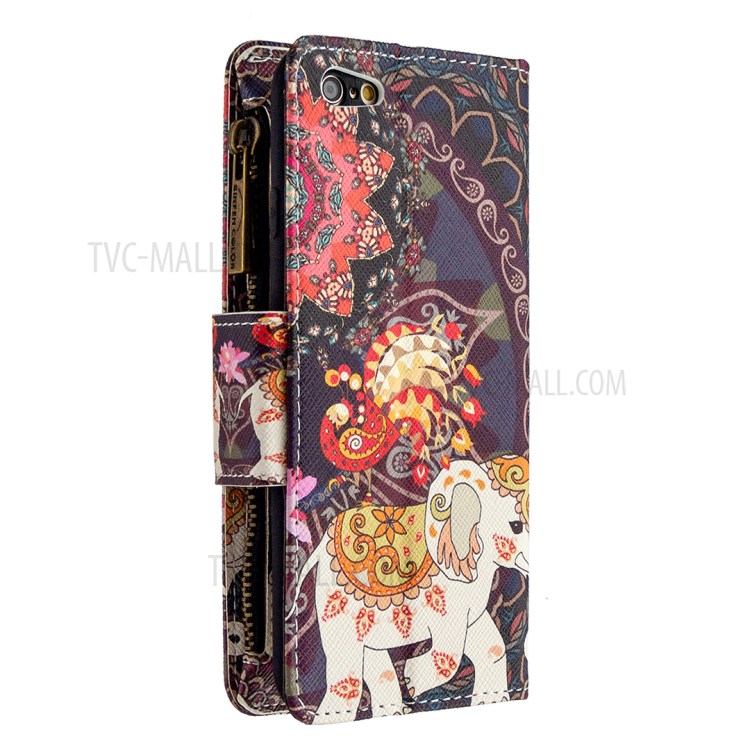 BF03 Pattern Printing Zipper Wallet Leather Protective Shell for iPhone 6 Plus/6S Plus 5.5 inch - Elephant-3