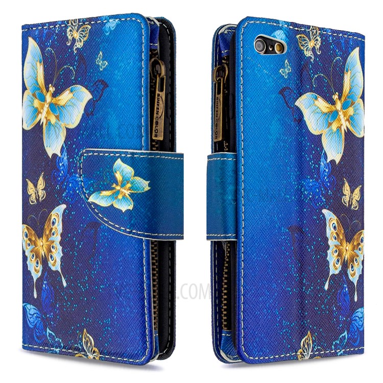BF03 Pattern Printing Zipper Wallet Leather Protective Shell for iPhone 6 Plus/6S Plus 5.5 inch - Beautiful Butterfly-4