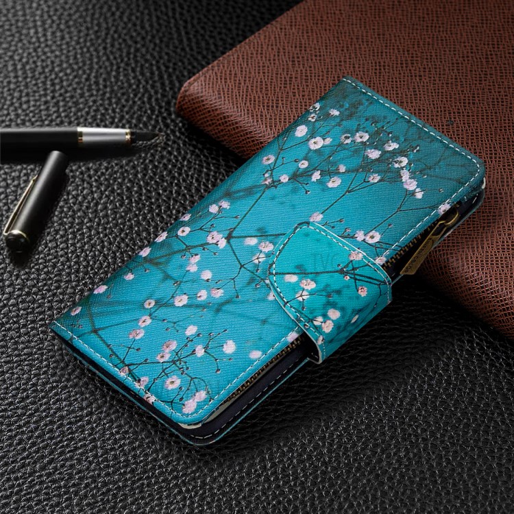 BF03 Pattern Printing Zipper Wallet Leather Protective Phone Cover for iPhone X/XS 5.8 inch - Plum Blossom-7