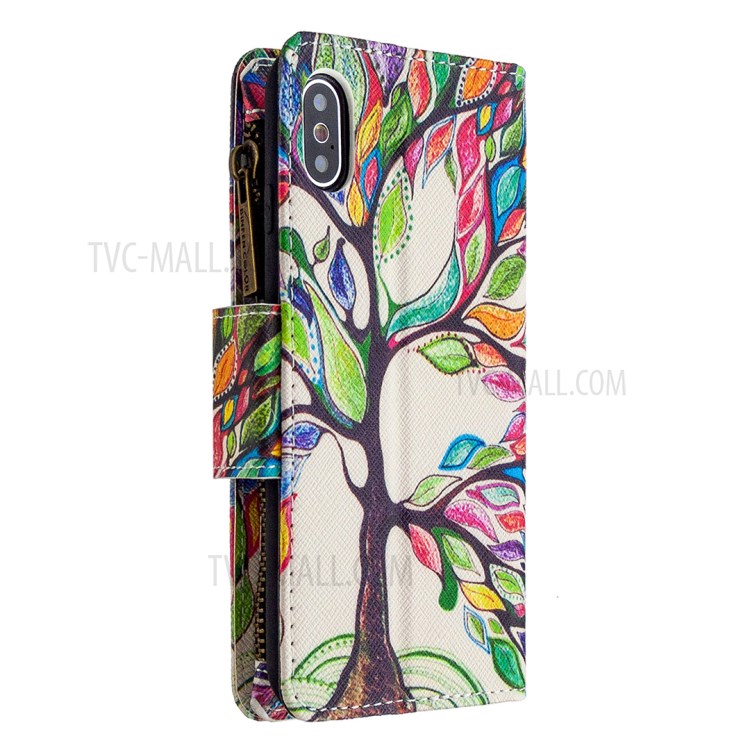 BF03 Pattern Printing Zipper Wallet Leather Protective Phone Cover for iPhone X/XS 5.8 inch - Life Tree-3
