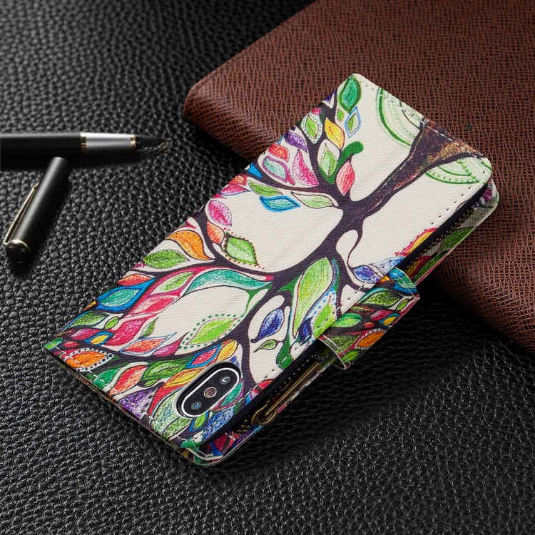 BF03 Pattern Printing Zipper Wallet Leather Protective Phone Cover for iPhone X/XS 5.8 inch - Life Tree-8