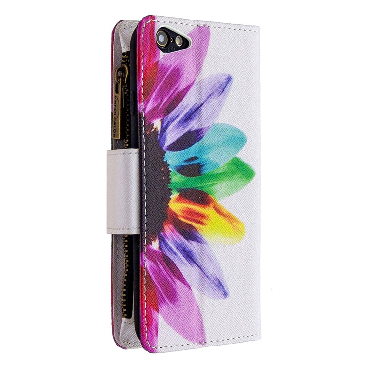 BF03 Pattern Printing Zipper Wallet Leather Protective Case for iPhone 6/6s 4.7-inch - Colorful Petals-3