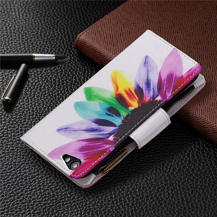 BF03 Pattern Printing Zipper Wallet Leather Protective Case for iPhone 6/6s 4.7-inch - Colorful Petals-8