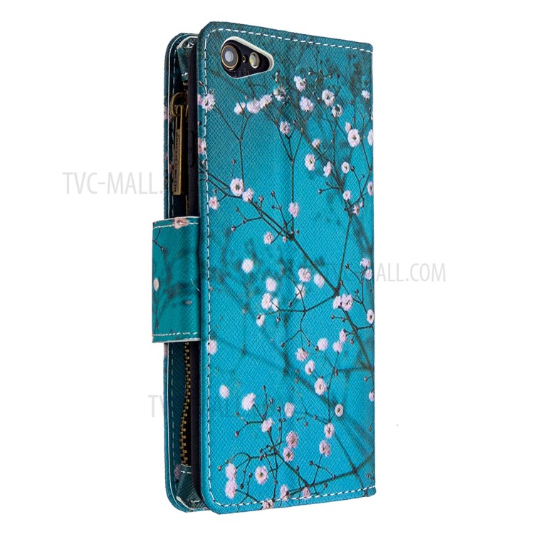 BF03 Pattern Printing Zipper Wallet Leather Protective Case for iPhone 6/6s 4.7-inch - Plum Blossom-3