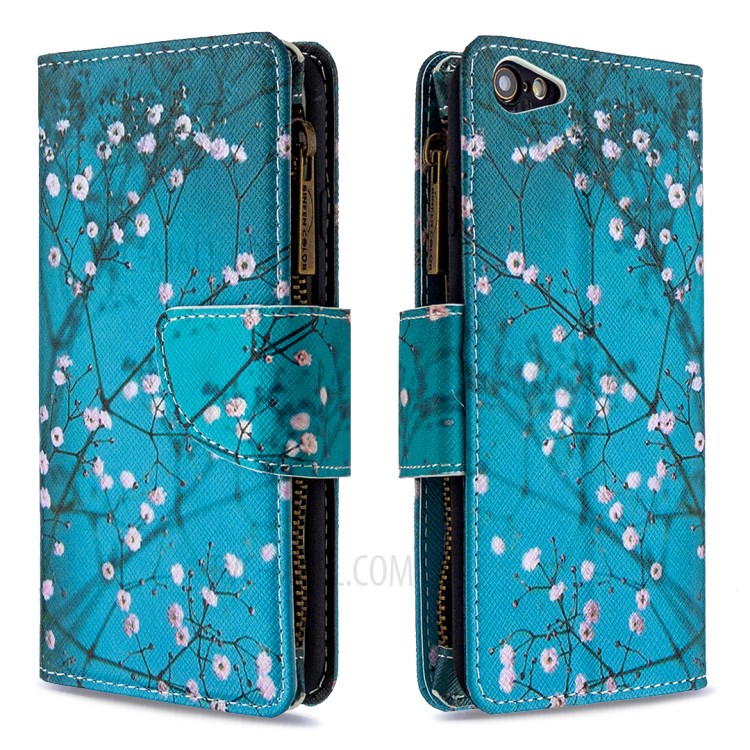 BF03 Pattern Printing Zipper Wallet Leather Protective Case for iPhone 6/6s 4.7-inch - Plum Blossom-4