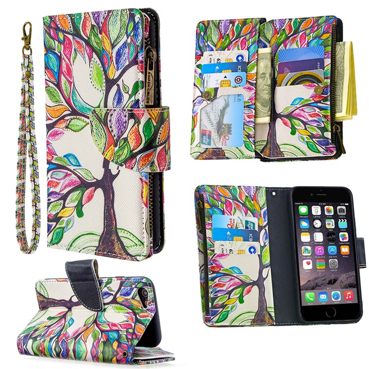 BF03 Pattern Printing Zipper Wallet Leather Protective Case for iPhone 6/6s 4.7-inch - Life Tree-1