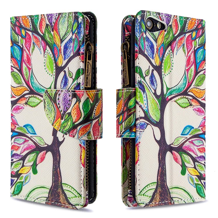 BF03 Pattern Printing Zipper Wallet Leather Protective Case for iPhone 6/6s 4.7-inch - Life Tree-4