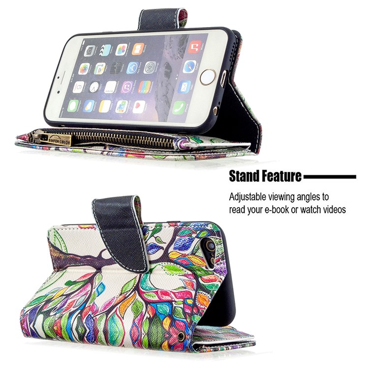 BF03 Pattern Printing Zipper Wallet Leather Protective Case for iPhone 6/6s 4.7-inch - Life Tree-5