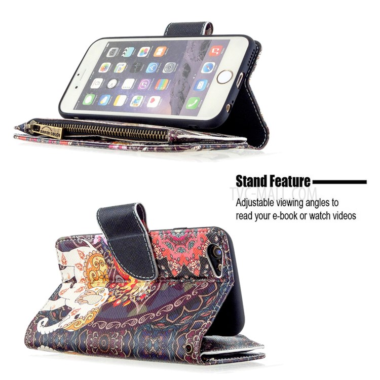 BF03 Pattern Printing Zipper Wallet Leather Protective Case for iPhone 6/6s 4.7-inch - Elephant-5