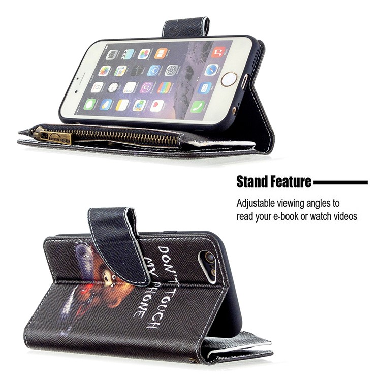 BF03 Pattern Printing Zipper Wallet Leather Protective Case for iPhone 6/6s 4.7-inch - Fierce Bear-5