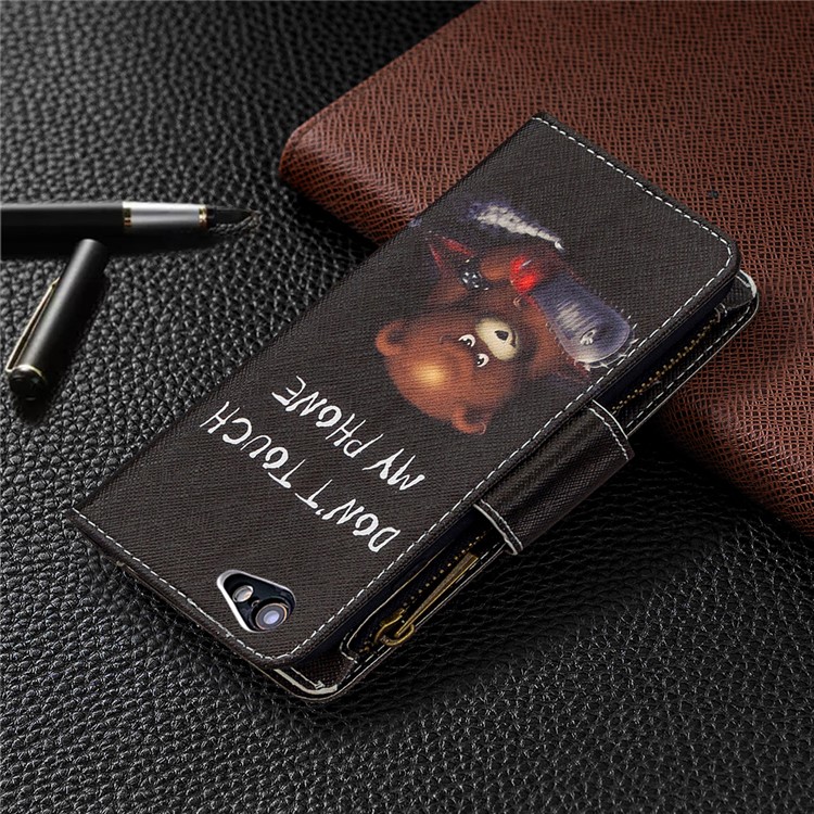 BF03 Pattern Printing Zipper Wallet Leather Protective Case for iPhone 6/6s 4.7-inch - Fierce Bear-8