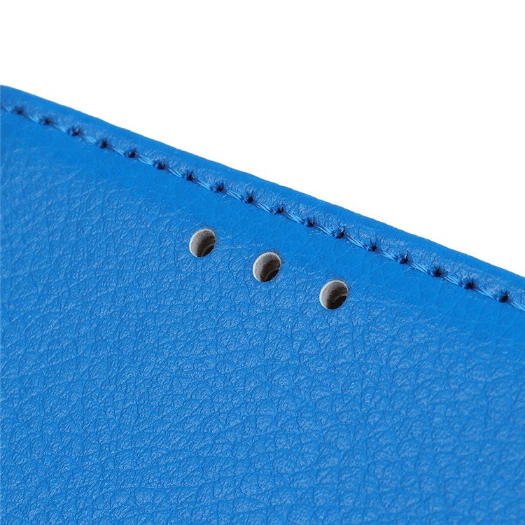 Litchi Skin Magnetic Leather Shell for iPhone 12 Pro/12 - Blue-5