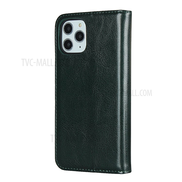 Crazy Horse Texture Genuine Leather Wallet Phone Case for Apple iPhone 11 Pro Max 6.5 inch - Green-3