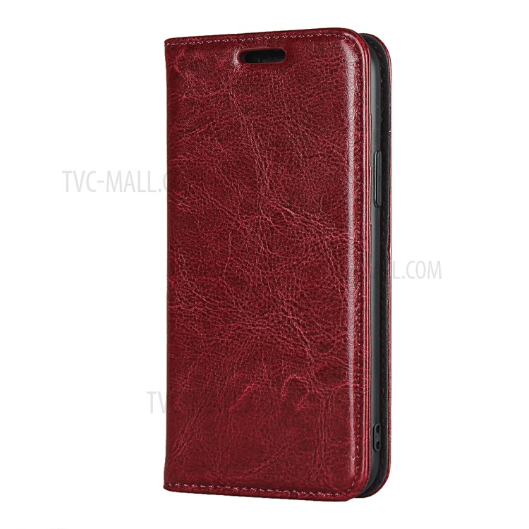Crazy Horse Texture Genuine Leather Wallet Phone Case for Apple iPhone 11 Pro Max 6.5 inch - Red-2