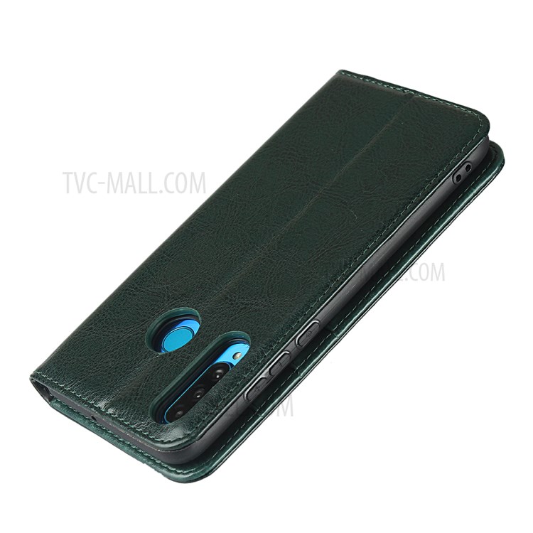 Crazy Horse Texture Genuine Leather Wallet Case for Huawei P30 Lite New Edition/P30 Lite/nova 4e - Green-7