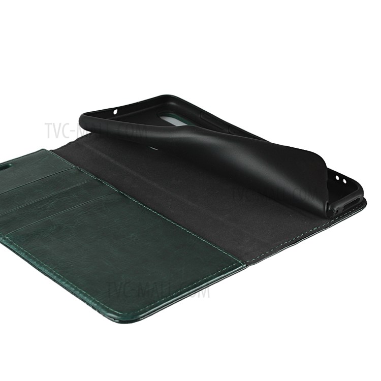 Crazy Horse Texture Genuine Leather Wallet Case for Huawei P30 Lite New Edition/P30 Lite/nova 4e - Green-8