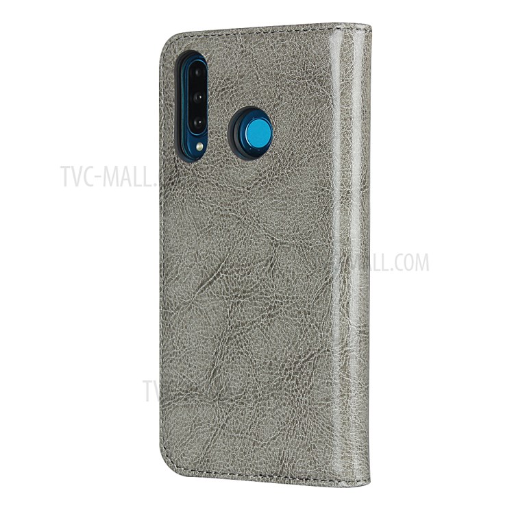 Crazy Horse Texture Genuine Leather Wallet Case for Huawei P30 Lite New Edition/P30 Lite/nova 4e - Grey-3