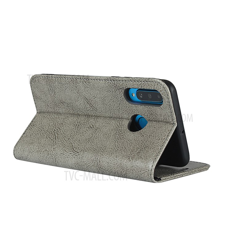 Crazy Horse Texture Genuine Leather Wallet Case for Huawei P30 Lite New Edition/P30 Lite/nova 4e - Grey-5