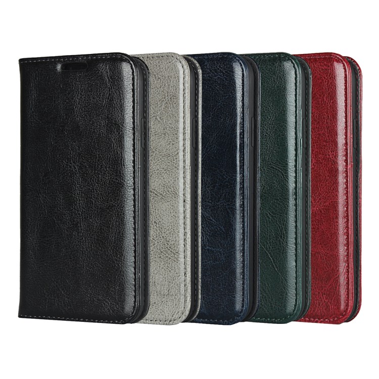 Crazy Horse Texture Genuine Leather Wallet Phone Case for Apple iPhone XR 6.1 inch - Black-8