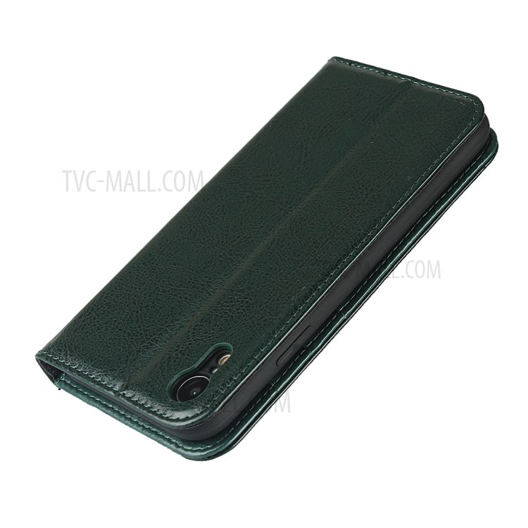 Crazy Horse Texture Genuine Leather Wallet Phone Case for Apple iPhone XR 6.1 inch - Green-6