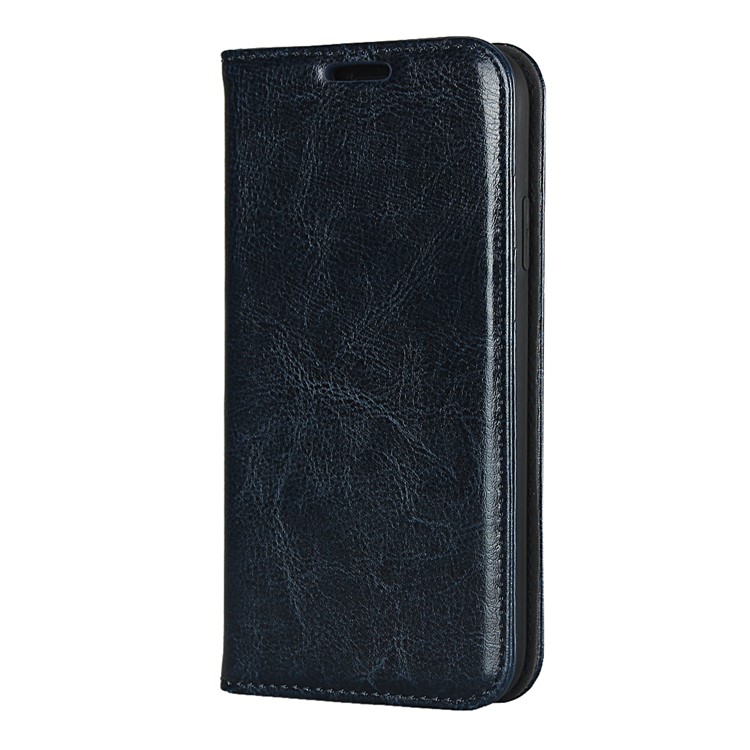 Crazy Horse Textur Echtes Leder -brieftaschenhülle Für Apple Iphone XR 6,1 Zoll - Blau-3