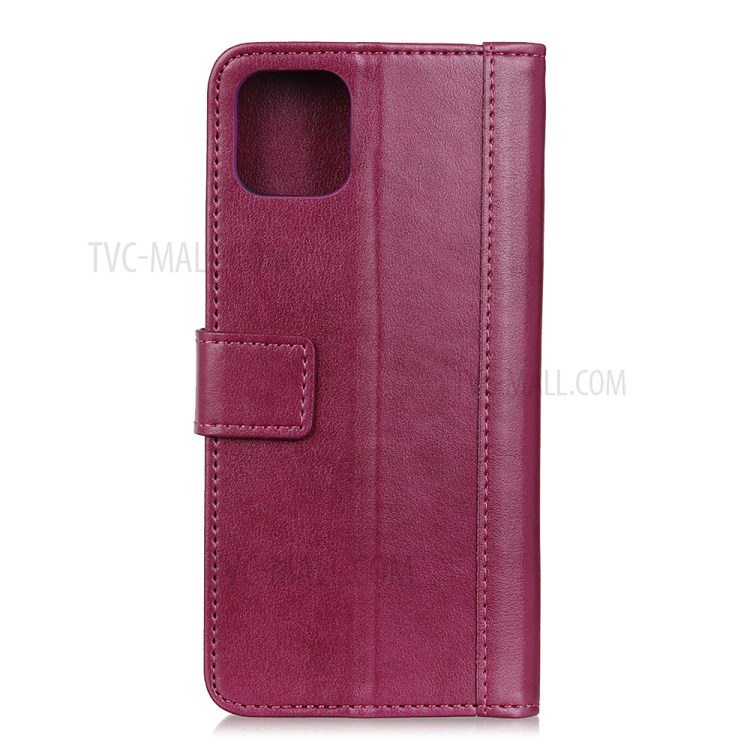 PU Leather Wallet Stand Case Accessory for iPhone 12 Pro/Max 6.1 inch - Wine Red-10