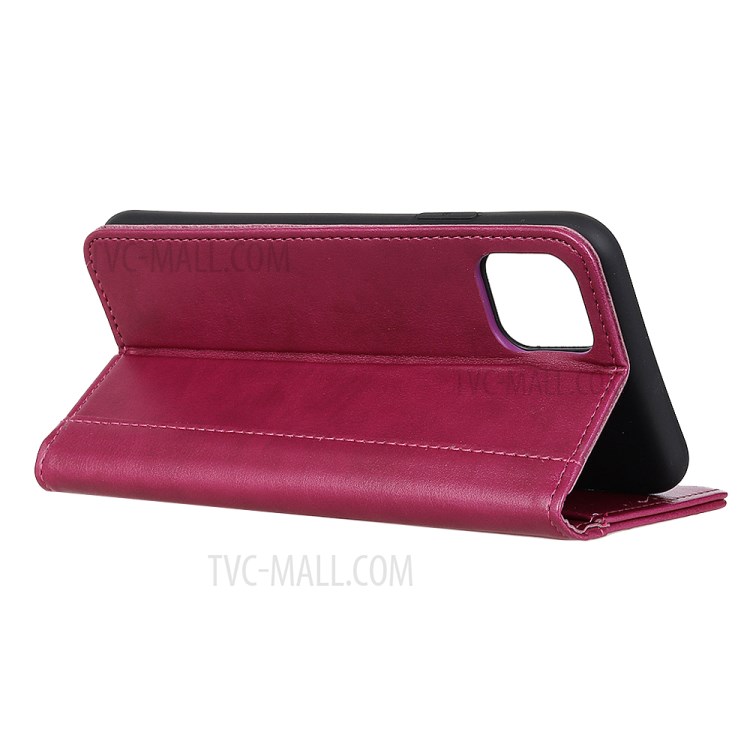 PU Leather Wallet Stand Case Accessory for iPhone 12 Pro/Max 6.1 inch - Wine Red-11