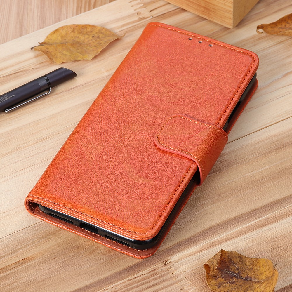 Nappa Textur Geteiltes Leder -brieftaschen -telefongehäuse Für Iphone 12 Pro/12 - Orange