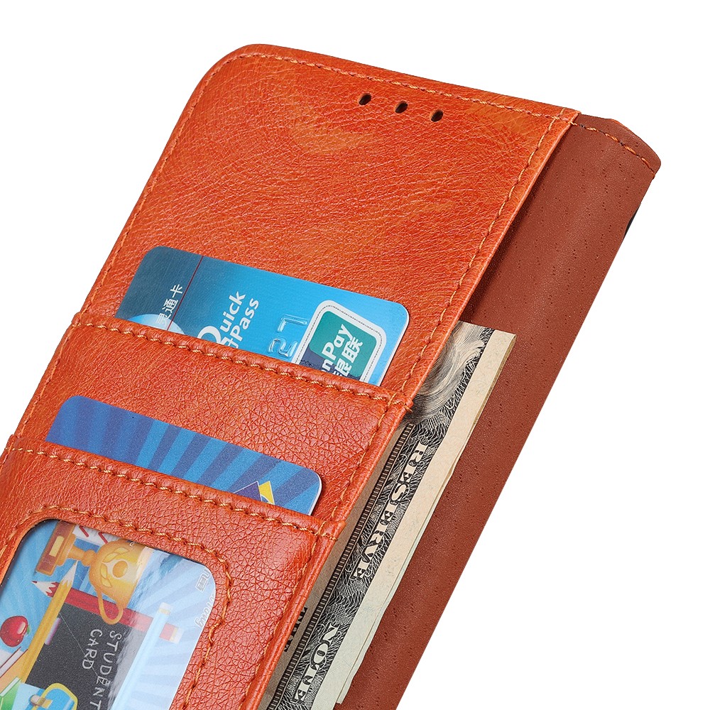 Nappa Textur Geteiltes Leder -brieftaschen -telefongehäuse Für Iphone 12 Pro/12 - Orange-9