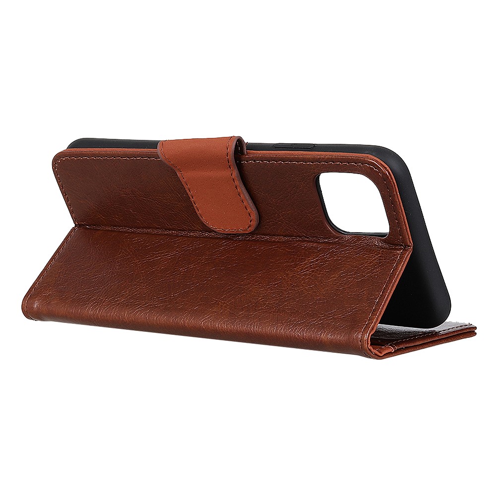 Nappa Texture Split Leather Wallet Phone Casing for iPhone 12 Pro/Max 6.1 inch - Brown-11