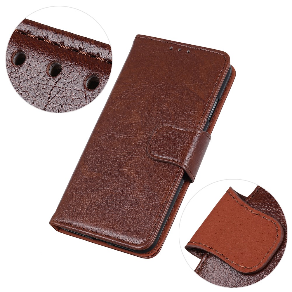 Nappa Texture Split Leather Wallet Colding Для Iphone 12 Pro/12 - Коричневый