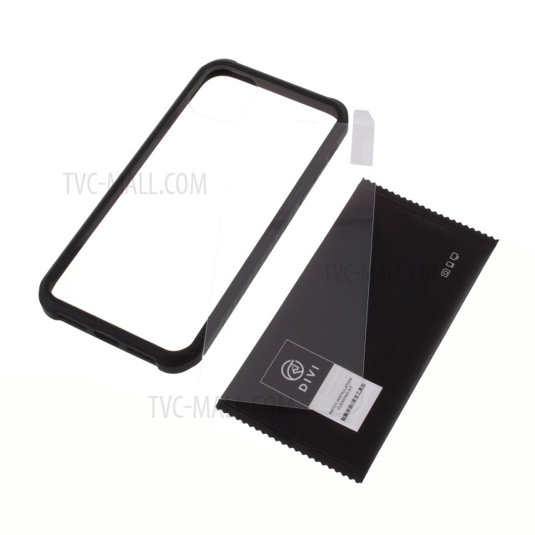 DIVI Tempered Glass + TPU Hybrid Case with Screen Protector for iPhone 11 6.1 inch - Black-1