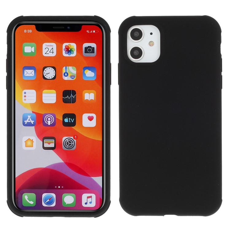 DIVI Shockproof Liquid Silicone Cover with Tempered Glass Screen Protector for iPhone 11 6.1 inch - Black-2