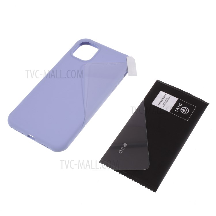 DIVI Shockproof Liquid Silicone Cover with Tempered Glass Screen Protector for iPhone 11 6.1 inch - Light Purple-1